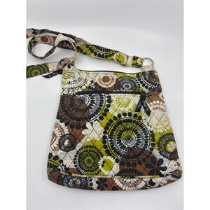 Vera Bradley Night and Day Quilted Cotton Crossbody Hipster Bag Green Brown